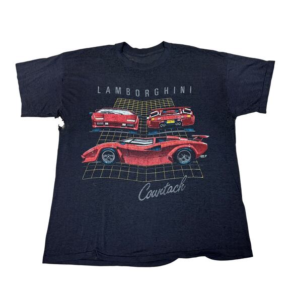 Vintage 80s Lamborghini Countach Thrashed Paper Thin Shirt Men's XL Grunge - Picture 1 of 11